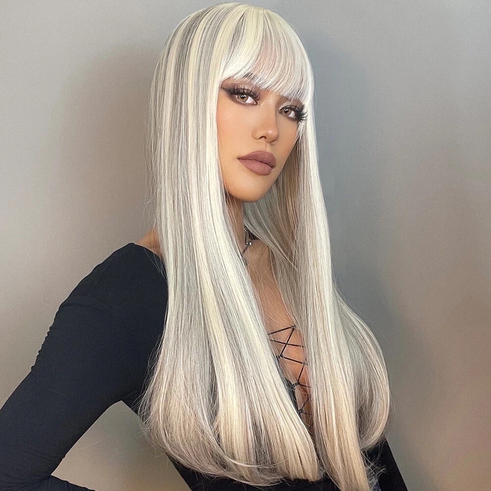 Peruca BLOND Alb cu Suvite GRI