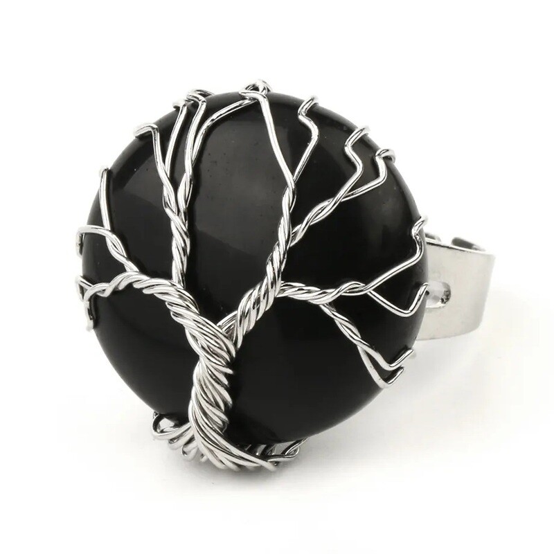 Inel Onix Negru cu montura Pomul Vietii