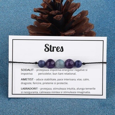 Bratara STRES cristaloterapie 5 cristale, tip snur