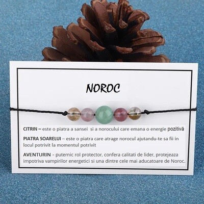 Bratara NOROC cristaloterapie 5 cristale, tip snur