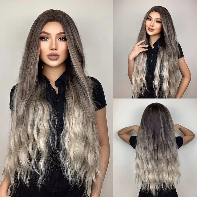 Peruca Ombre SATEN / GRI (80 cm)