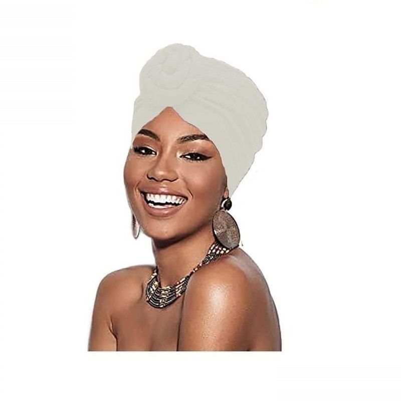 Turban dama alb galbui