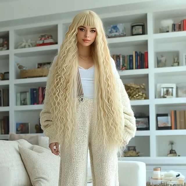 Peruca creata Blonda (110 cm)
