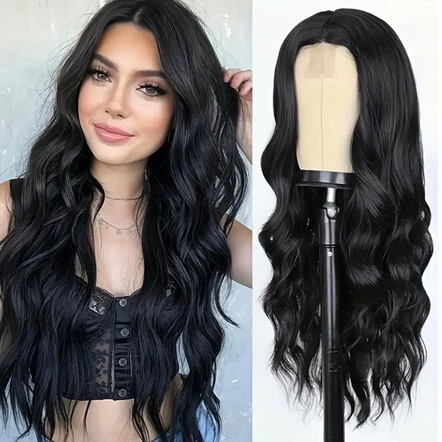 Peruca Neagra cu dantela frontala