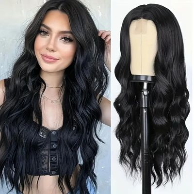 Peruca Neagra cu dantela frontala