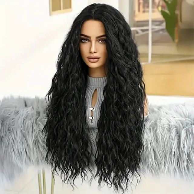 Peruca Negru deschis creata Peruca Negru deschis creata