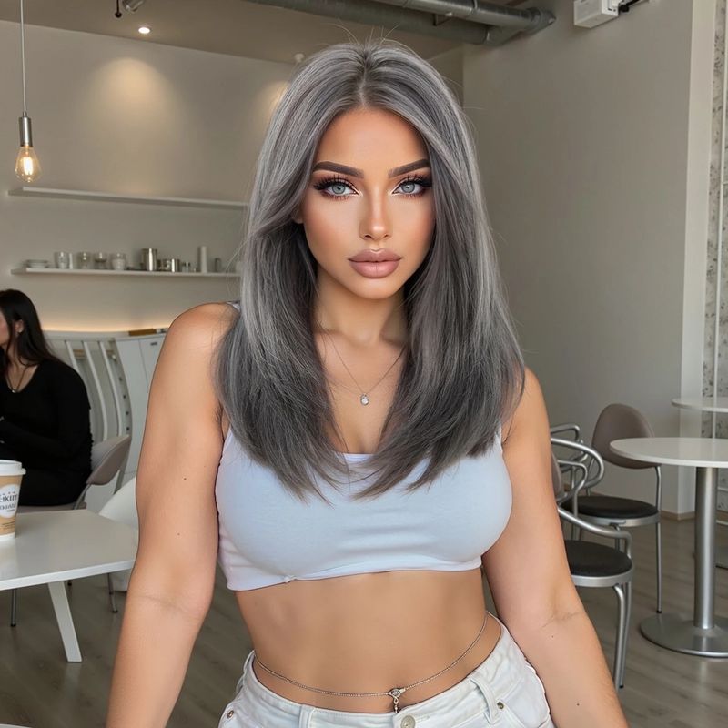 Peruca Gri medie Peruca Gri medie