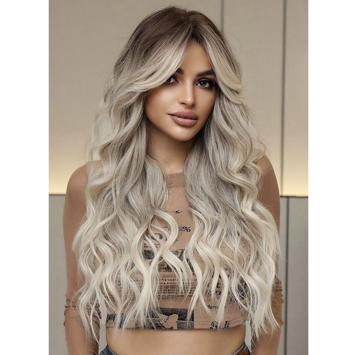 Peruca Blond Cenusiu suvitat