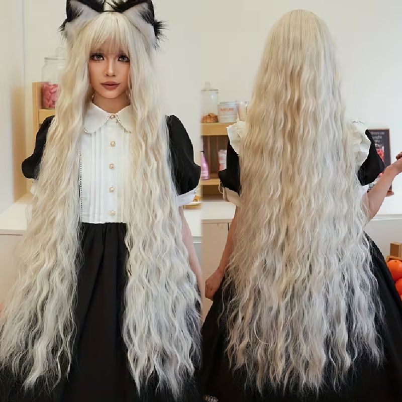 Peruca creata Blond deschis , lunga, 110 cm