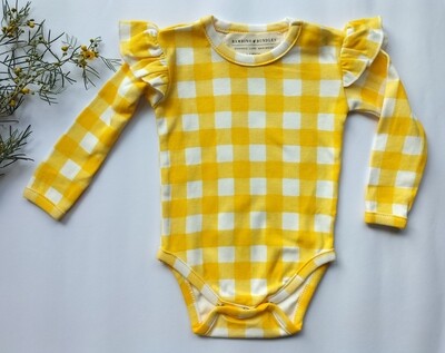 Bambino and Bundles - Long sleeve golden plaid bodysuit