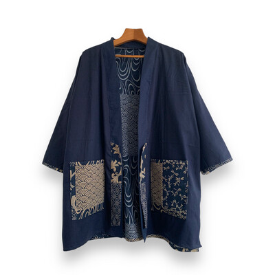 Kimono Style Outer With Three Quarter Sleeves - Cotton