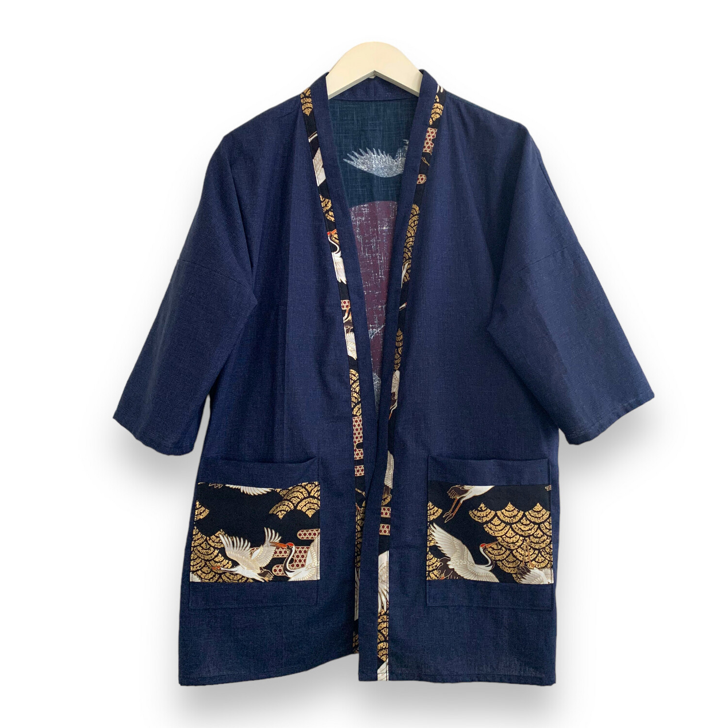 Kimono Style Outer With Three Quarter Sleeves - Cotton
