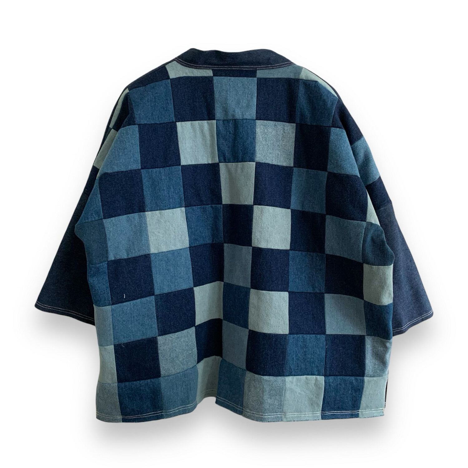 Kimono Style Outer With Three Quarter Sleeves - Denim