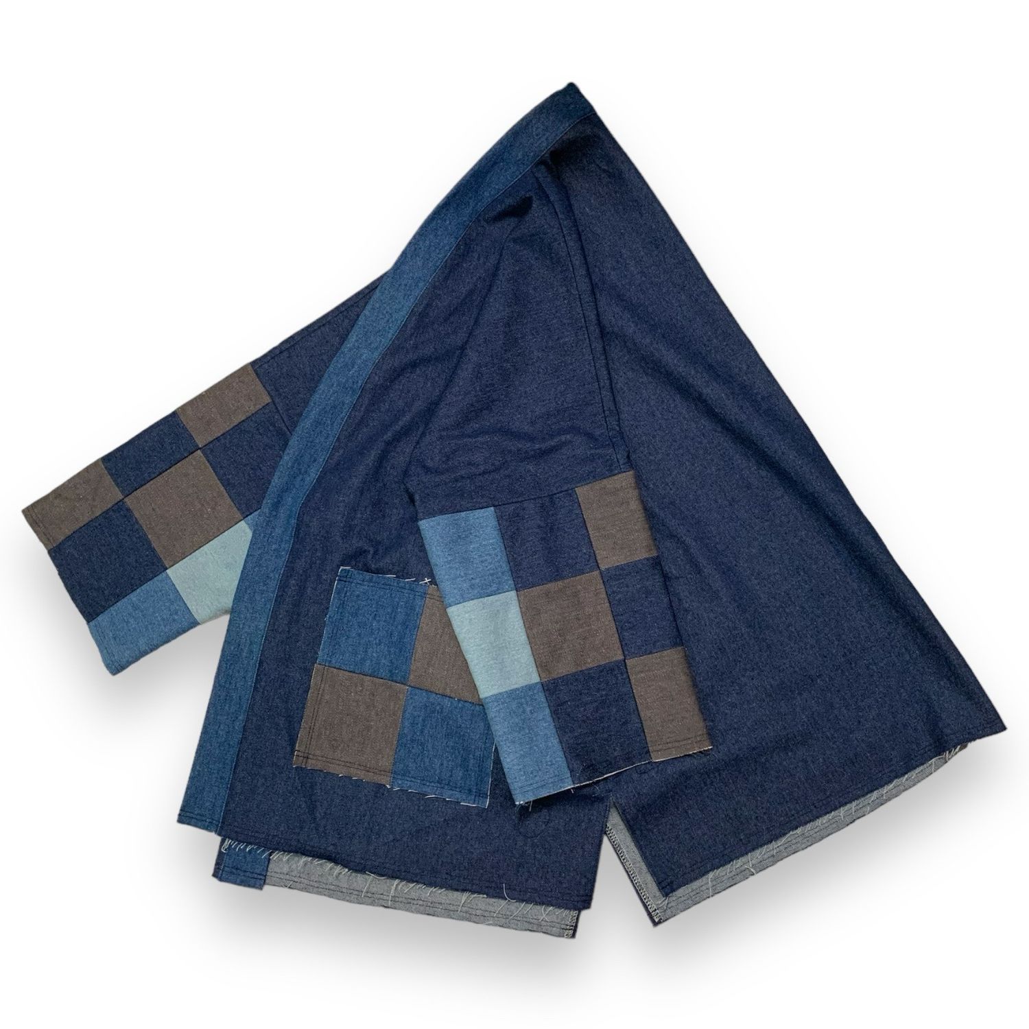 Kimono Style Outer With Three Quarter Sleeves - Denim