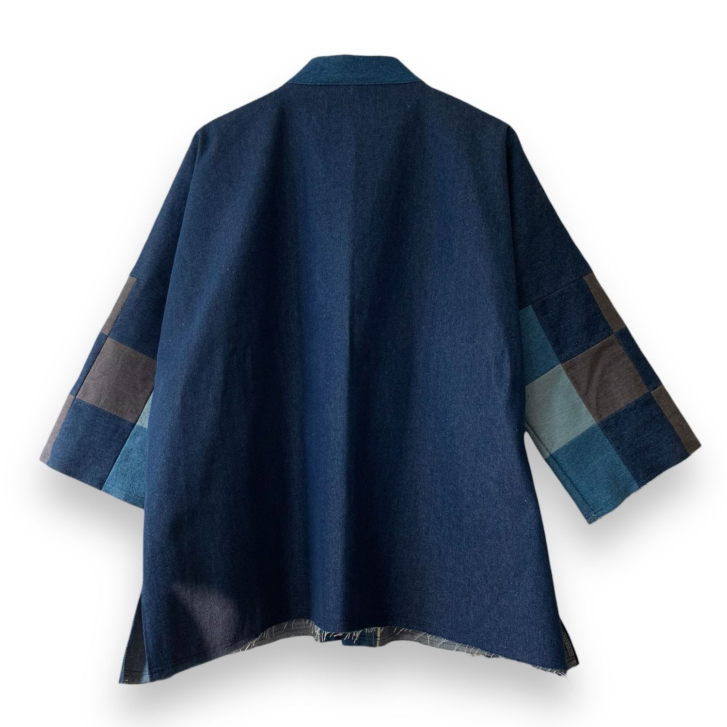Kimono Style Outer With Three Quarter Sleeves - Denim