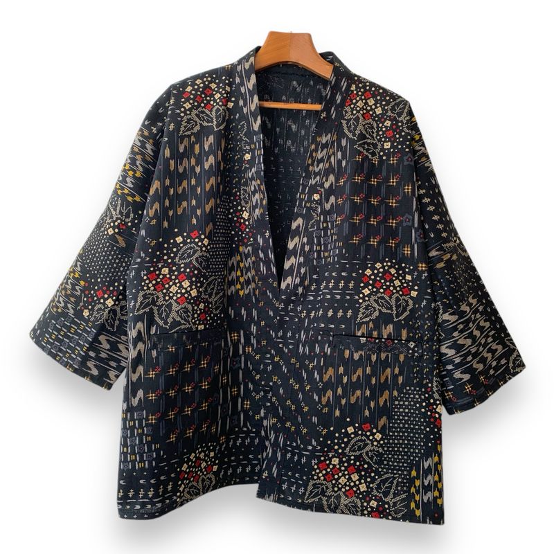 Kimono Style Outer With Three Quarter Sleeves - Cotton