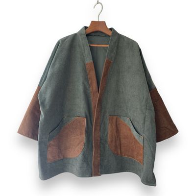 Kimono Style Outer With Three Quarter Sleeves - Corduroy