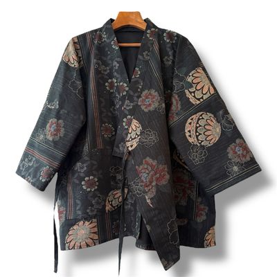 New Kimono Style Outer With Three Quarter Sleeves - Cotton