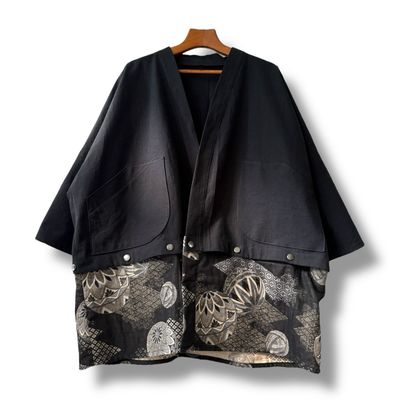 Kimono Style Outer With Three Quarter Sleeves - Cotton
