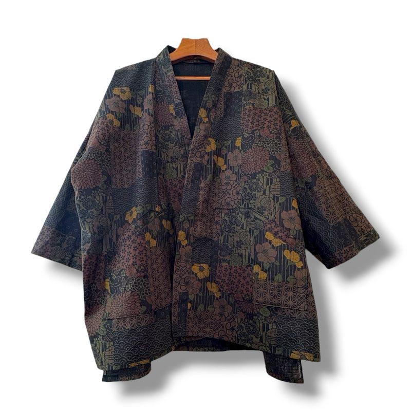 Kimono Style Outer With Three Quarter Sleeves - Cotton