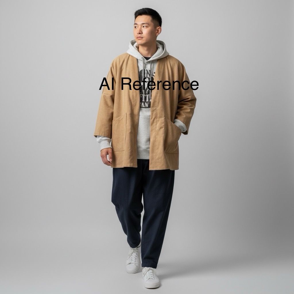 Kimono Style Outer With Three Quarter Sleeves - Corduroy