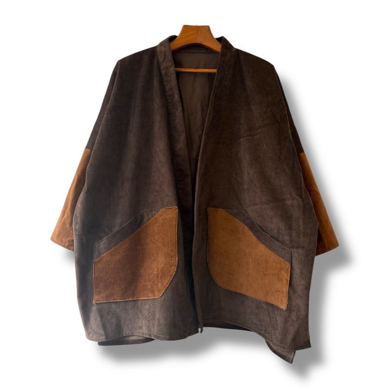 Kimono Style Outer With Three Quarter Sleeves - Corduroy