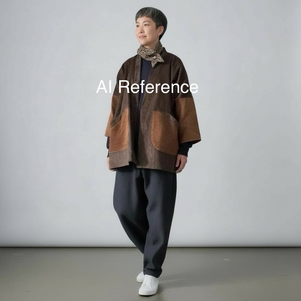 Kimono Style Outer With Three Quarter Sleeves - Corduroy