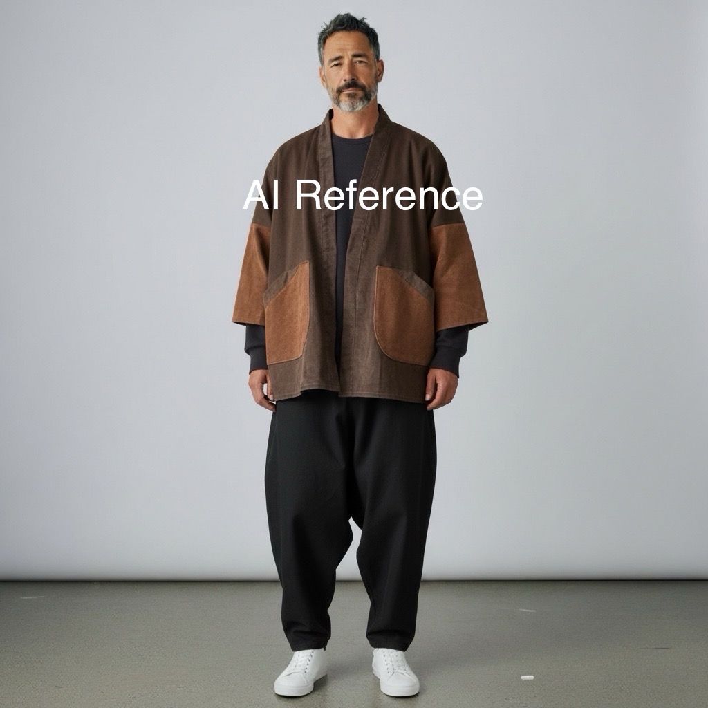 Kimono Style Outer With Three Quarter Sleeves - Corduroy