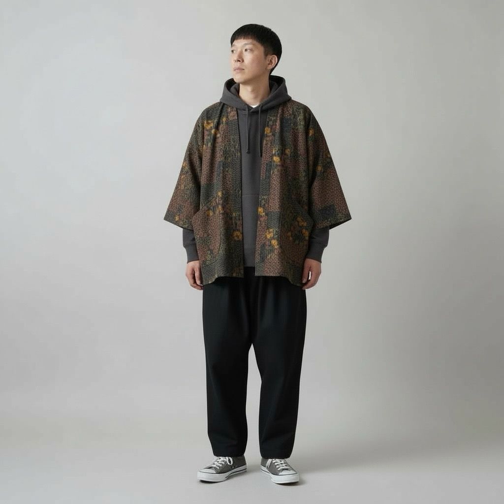 Kimono Style Outer With Three Quarter Sleeves - Cotton