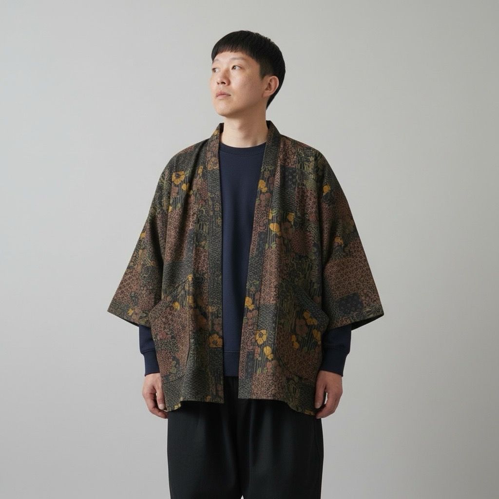 Kimono Style Outer With Three Quarter Sleeves - Cotton