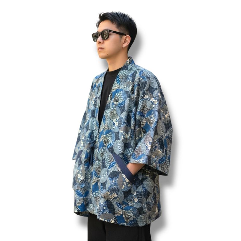 Kimono Style Outer With Three Quarter Sleeves - Cotton