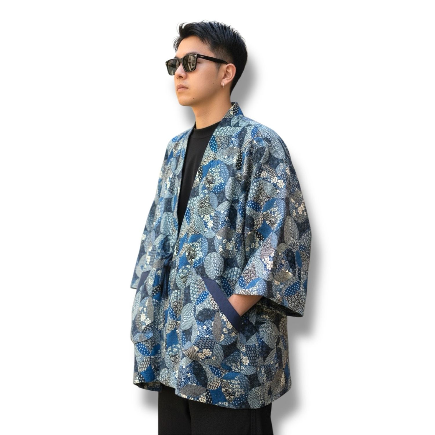 Kimono Style Outer With Three Quarter Sleeves - Cotton
