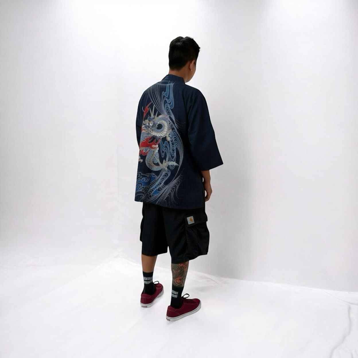 New Kimono Style Outer With Three Quarter Sleeves - Cotton