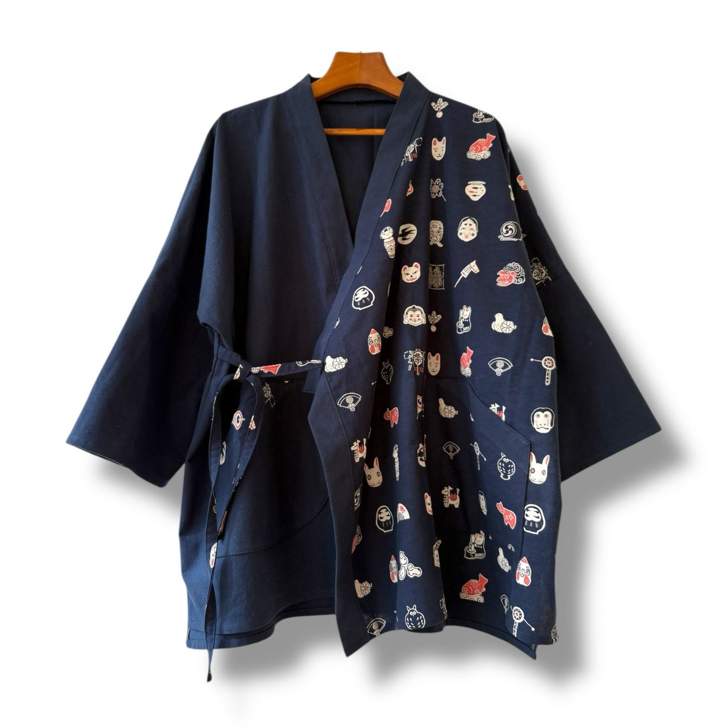 New Kimono Style Outer With Three Quarter Sleeves - Cotton