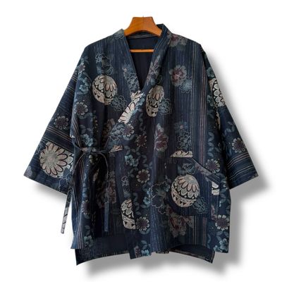 New Kimono Style Outer With Three Quarter Sleeves - Cotton