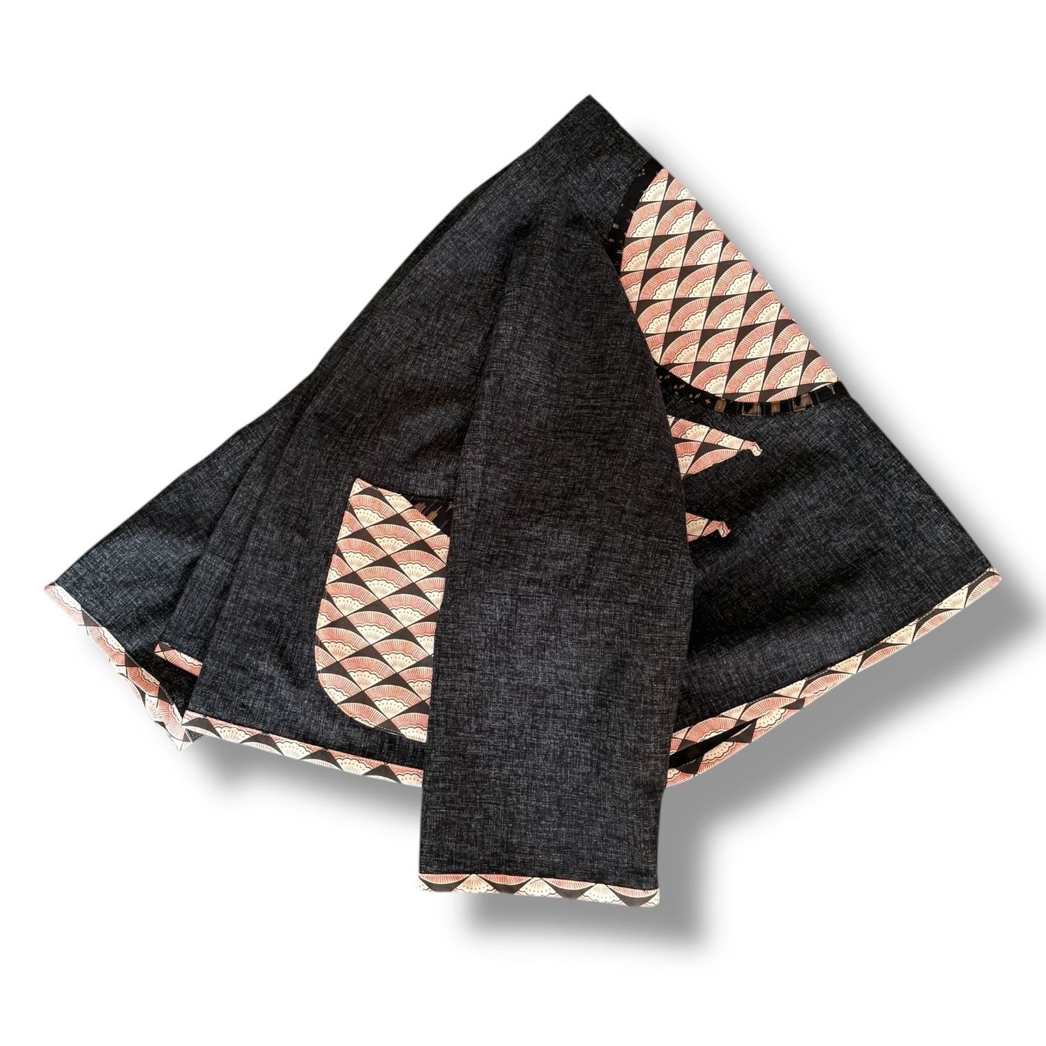 Short Kimono Style Outer With Three Quarter Sleeves - Cotton