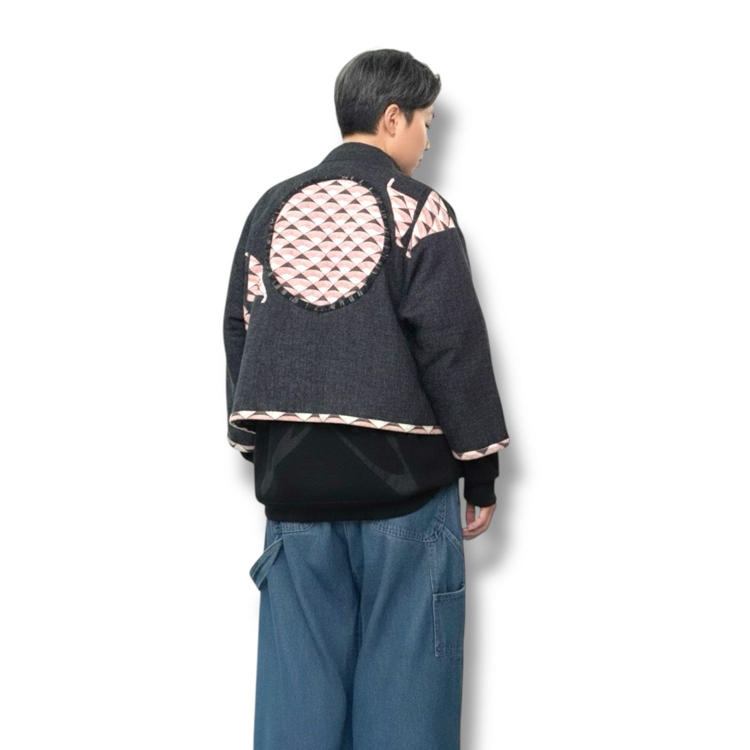 Short Kimono Style Outer With Three Quarter Sleeves - Cotton