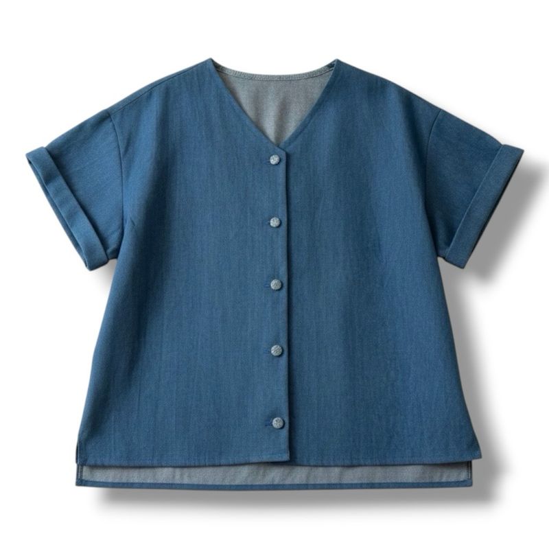 V-Neck Button Up Short Sleeves Top