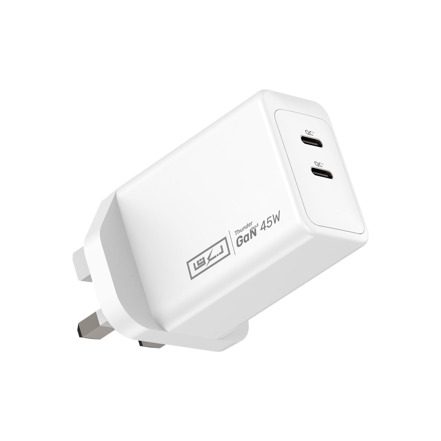 شاحن برق ثاندرجان Gen3 – شاحن سريع بقوة 45 واط بمنفذي Type-C وتقنية PD / QCai