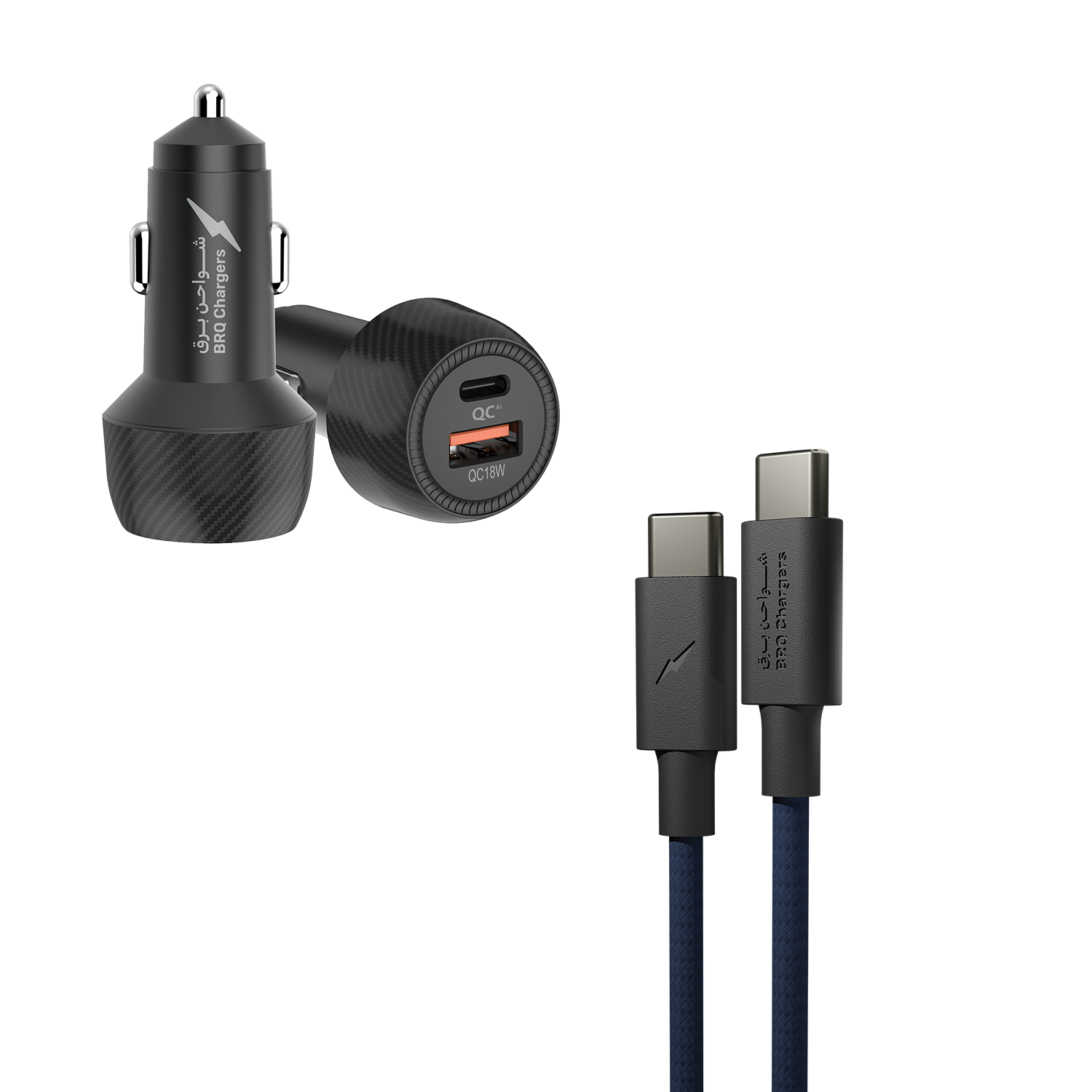 حزمة شحن متكاملة: كابل شحن تايب-سي 60 واط + شاحن مركبة 48 واط ثنائي المنفذ