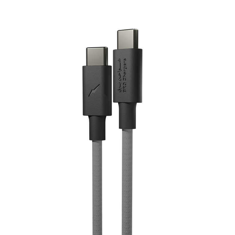 كابل شحن / بيانات فائق السرعة Gen3 تايب-سي إلى تايب-سي مقاوم للقطع [ رصاصي / نسخة "جسر صور"، 60 واط، بطول 1.2 متر ]