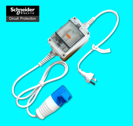 Adaptor cable 2M, 16-amp installation to 10-amp outlet, weatherproof MCB Protected.