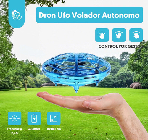 Dron Ufo Volador Autonomo Sensor Movimiento Luz Cargador, Color: Rojo