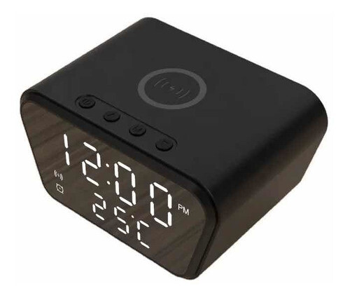 Reloj Cargador Alarma Temperatura Mesa De Luz Digital Negro