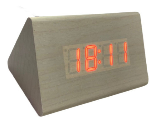 Reloj Despertador Digital De Madera Temperatura Triangular