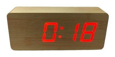 Reloj Despertador Digital De Madera Alarma Calendario Grande