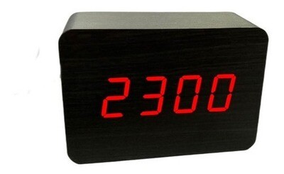 Reloj Despertador Digital De Madera Temperatura Rectangular
