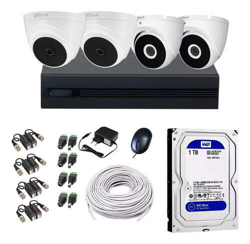 Kit De Seguridad 4 Camaras 2MP Full HD Fuente, Color: Blanco