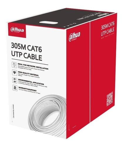 Cable Utp Dahua Cat6 305 Metros 100% Cobre Color Blanco