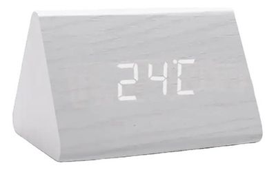 Reloj Despertador Digital De Madera Temperatura Triangular